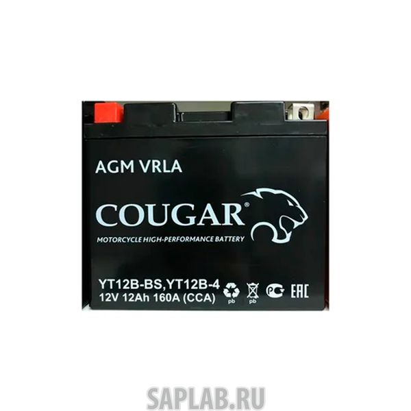 Купить COUGAR YT12BBS Аккумулятор мотоциклетный Cougar AGM YT12B-BS 12V 12Ah (залит и готов к применению)