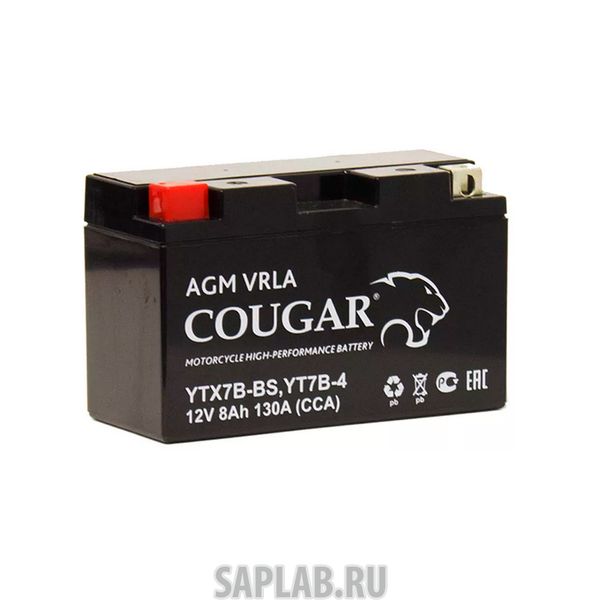 Купить COUGAR YT7BBS Аккумулятор мотоциклетный Cougar AGM YT7B-BS 12V 8Ah (залит и готов к применению)