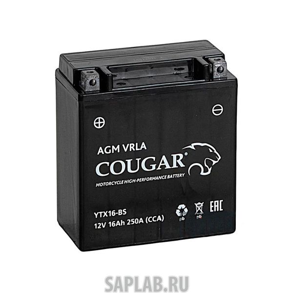 Купить запчасть COUGAR - YTX16BS Аккумулятор мотоциклетный Cougar AGM YTX16-BS 12V 16Ah (залит и готов к применению)