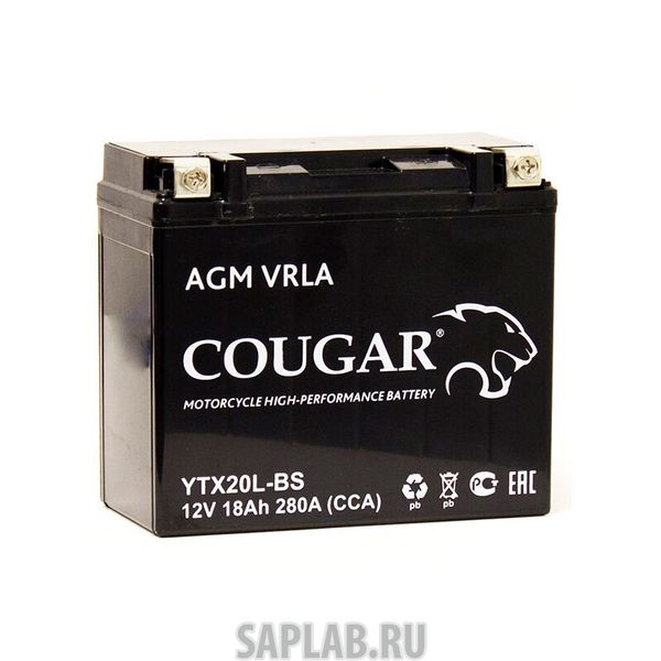 Купить запчасть COUGAR - YTX20LBS Аккумулятор мотоциклетный Cougar AGM YTX20L-BS 12V 18Ah (залит и готов к применению)