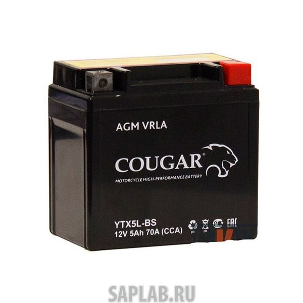 Купить запчасть COUGAR - YTX5LBS Аккумулятор мотоциклетный Cougar AGM YTX5L-BS 12V 5Ah (залит и готов к применению)