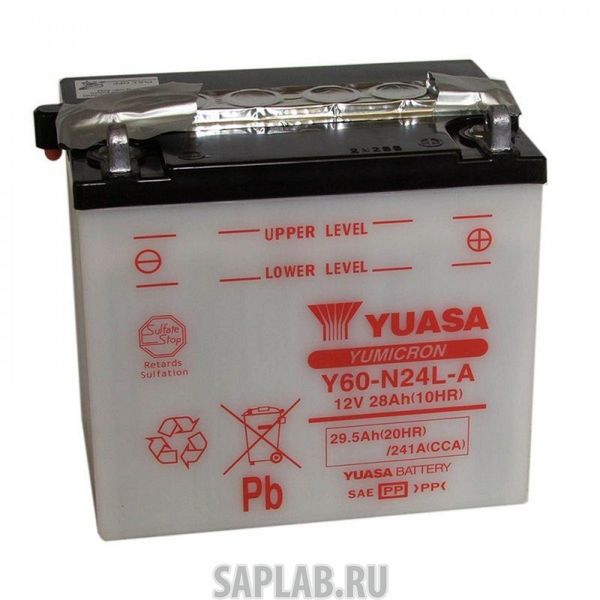 Купить запчасть GS_YUASA - C60N24LA Аккумулятор GS Yuasa C60-N24L-A 12В 29,5Ач 300CCA 184x125x158 мм Обратная (-+)