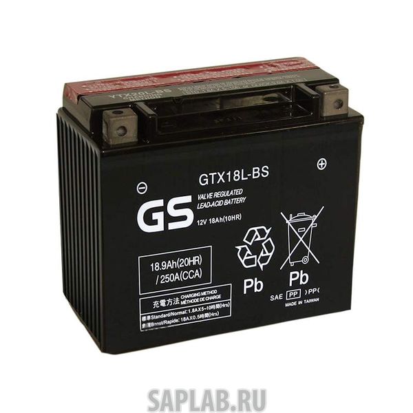 Купить запчасть GS_YUASA - GTX18LBS Аккумулятор GS Yuasa GTX18L-BS 12В 18Ач 250CCA 207x91x164 мм Обратная (-+)