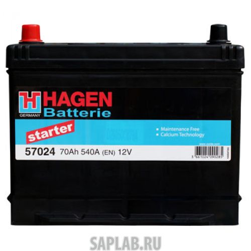 Купить HAGEN_BATTERIE 57024 Акб (57024) Азия 70 А/Ч (+/-) 12v En 540 А 270x173x222 HAGEN BATTERIE 57024