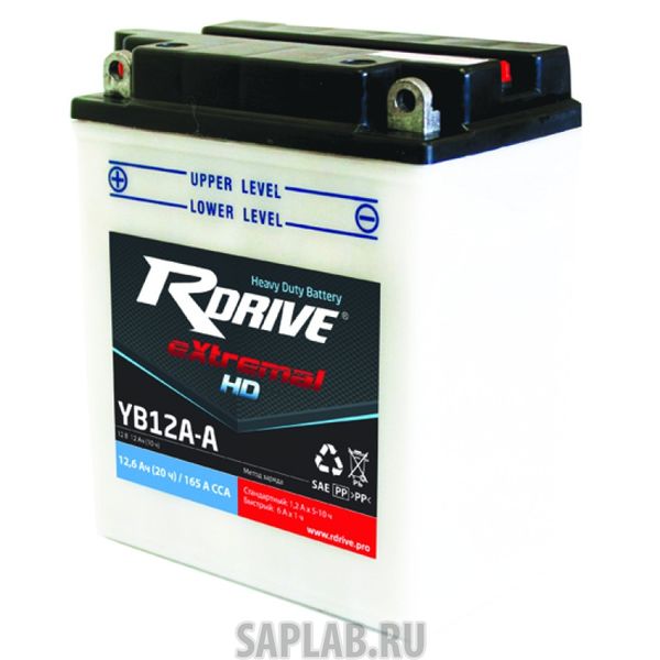 Купить запчасть RDRIVE - RDRIVEYB12ALA Аккумулятор RDRIVE-YB12AL-A 12В 12Ач 165CCA 134x81x160 мм Обратная (-+)