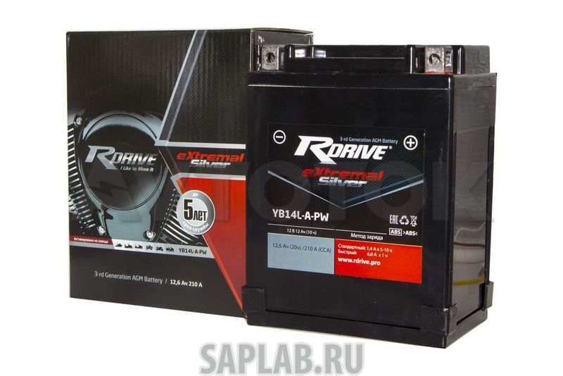 Купить RDRIVE RDRIVEYB14LAPW Аккумулятор RDRIVE-YB14L-A-PW 12В 12Ач 210CCA 134x90x166 мм Обратная (-+)
