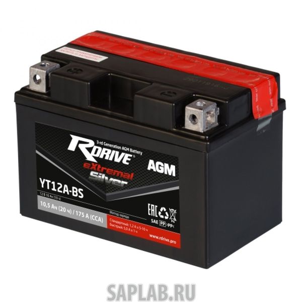 Купить RDRIVE RDRIVEYT12ABS Аккумулятор RDRIVE-YT12A-BS 12В 10Ач 175CCA 150x87x105 мм Прямая (+-)