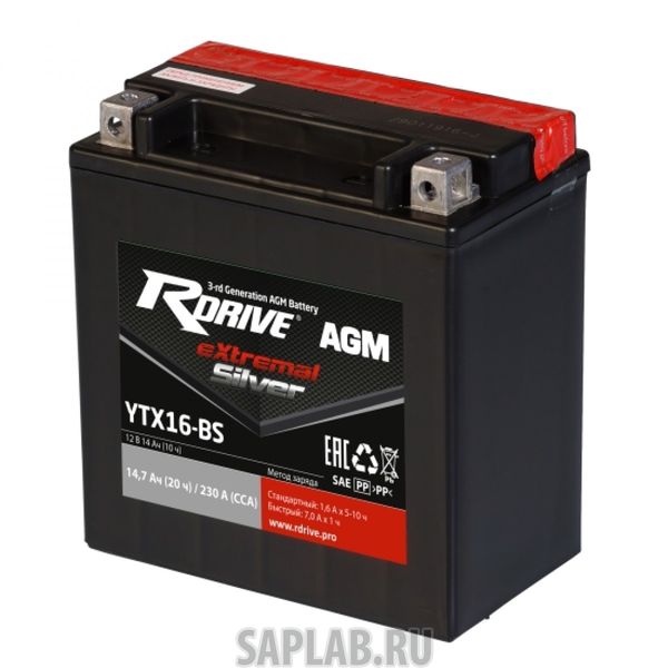 Купить RDRIVE RDRIVEYTX16BS Аккумулятор RDRIVE-YTX16-BS 12В 14Ач 230CCA 150x87x161 мм Прямая (+-)