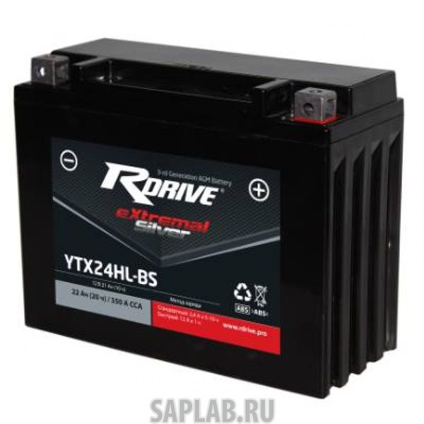 Купить RDRIVE RDRIVEYTX24HLBSSL Аккумулятор Silver RDRIVE-YTX24HL-BS SL 12В 21Ач 350CCA 205x87x162 мм Обратная (-+)
