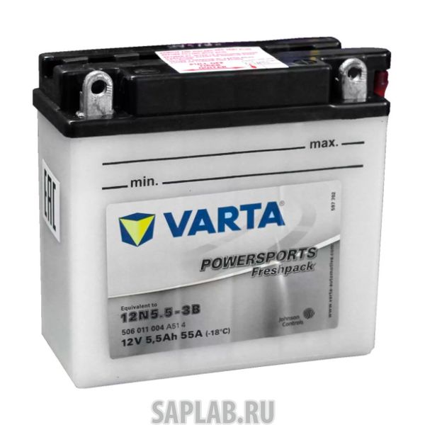 Купить запчасть VARTA - 506011004 Аккумуляторная батарея Евро 5.5ah 55a 136/61/131 12n5.5-3b Moto Varta 506011004