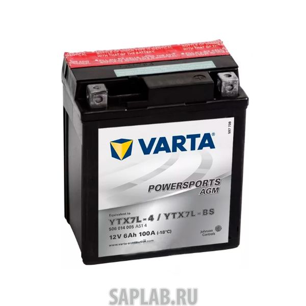 Купить запчасть VARTA - 506014005 Аккумуляторная батарея Евро 6ah 100a 114/71/131 Ytx7l-Bs Moto Varta 506014005