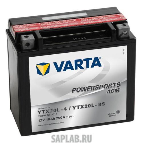 Купить запчасть VARTA - 518901026A514 Аккумулятор для мотоциклов VARTA Powersports AGM 18Ач 250A