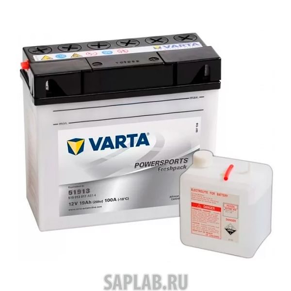 Купить запчасть VARTA - 519013017 Аккумуляторная батарея Евро 19ah 100a 186/82/171 51913 Moto Varta 519013017