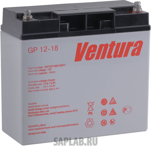 Купить запчасть VENTURA - GP1218 Аккумулятор Ventura GP 12-18 12В 18Ач 181x77x167 мм Прямая (+-)