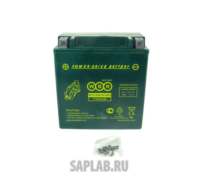 Купить WBR 1058201884683 Аккумулятор мотоциклетный WBR MT 12-18-B 12V18AH YTX20CH-BS