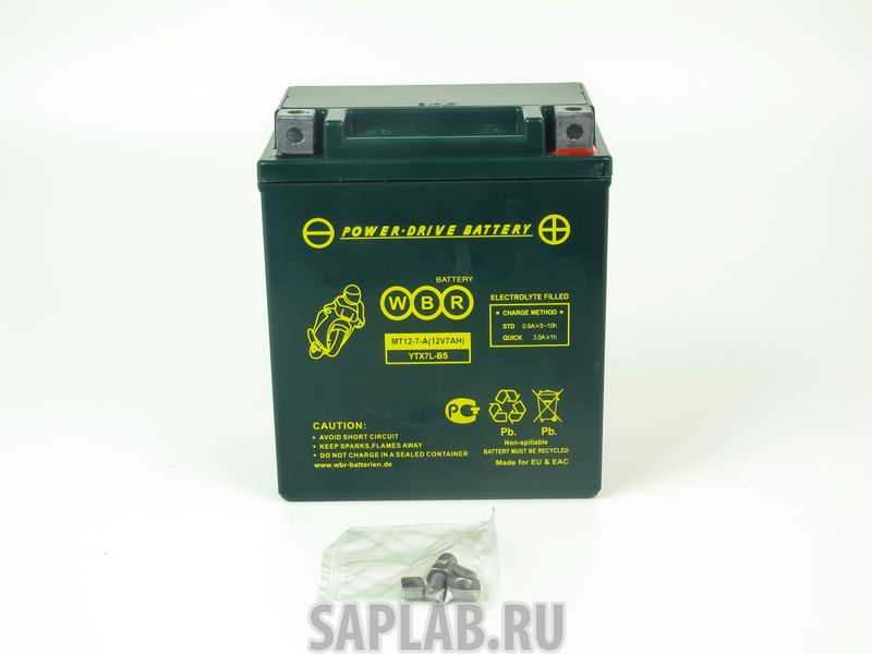 Купить запчасть WBR - 1058378936609 Аккумулятор мотоциклетный WBR MT 12-7-A 12V7AH YTX7L-BS