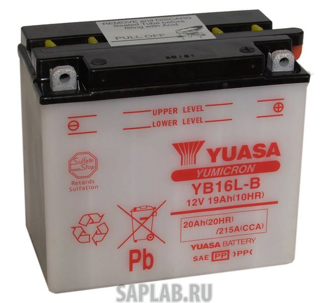 Купить запчасть YUASA - YB16LB Аккумулятор Yuasa YB16L-B 12В 19Ач 215CCA 175x100x155 мм Обратная (-+)