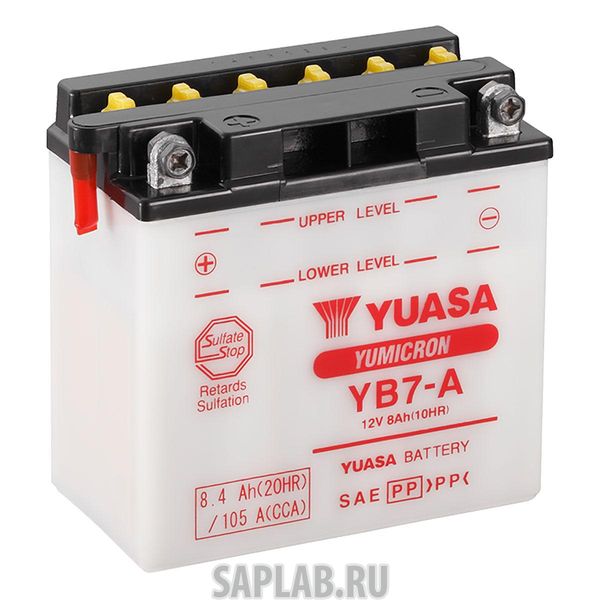 Купить запчасть YUASA - YB7A Аккумулятор Yuasa YB7-A 12В 8,4Ач 105CCA 135x75x133 мм Прямая (+-)