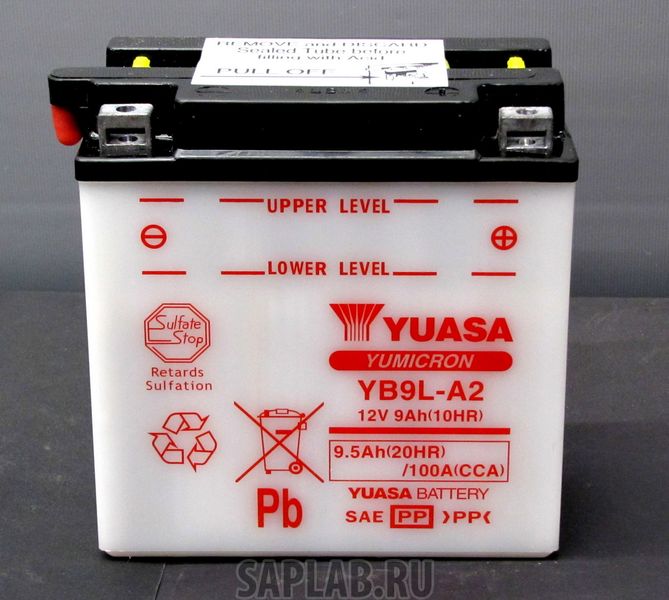 Купить запчасть YUASA - YB9LA2 Аккумулятор Yuasa YB9L-A2 12В 9Ач 100CCA 135x75x139 мм Обратная (-+)