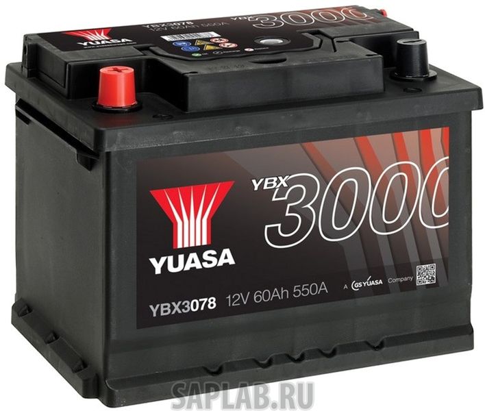 Купить запчасть YUASA - YBX3078 Аккумулятор Yuasa SMF YBX3078 12В 60Ач 550CCA 243x175x190 мм Прямая (+-)