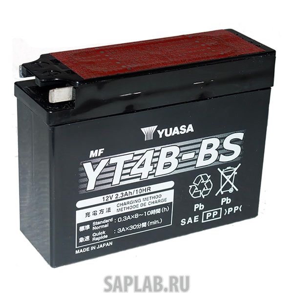 Купить запчасть YUASA - YT4BBS Аккумулятор Yuasa YT4B-BS 12В 2,4Ач 40CCA 114x39x87 мм Прямая (+-)