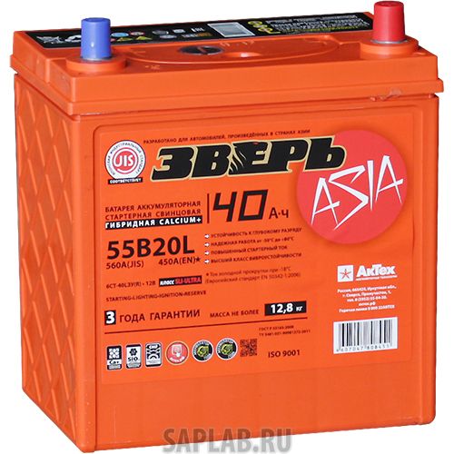 Купить ЗВЕРЬ ЗВА40ЗRB19 Аккумулятор легковой 