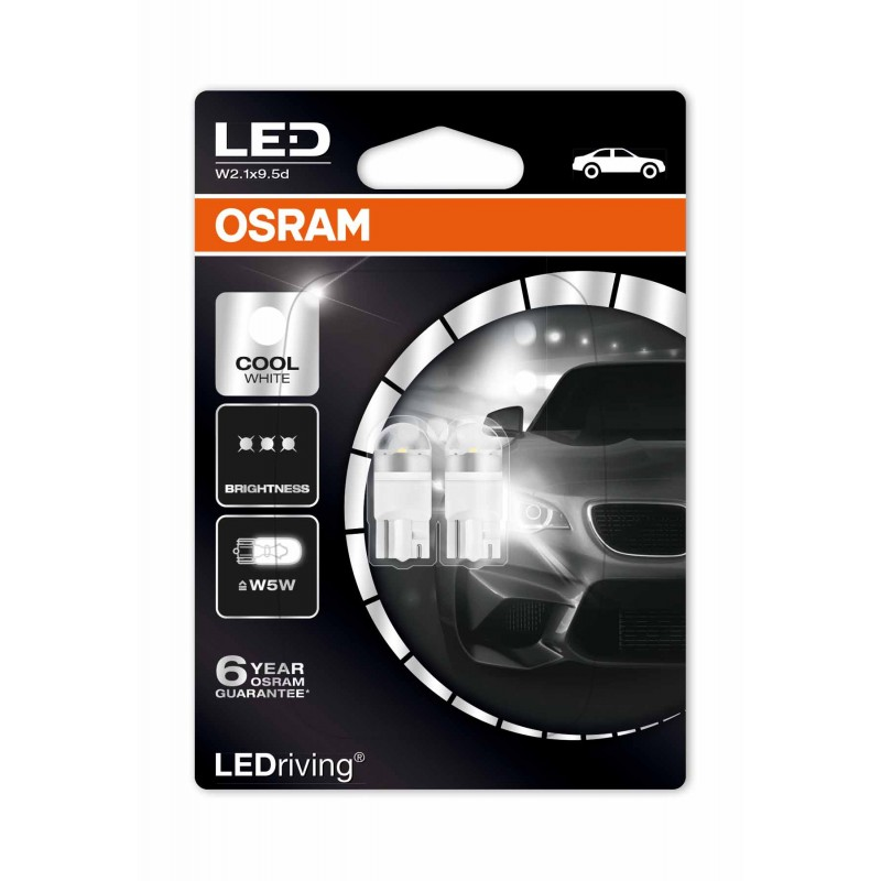 Купить запчасть OSRAM - 2850CW02B Светодиодная лампа W5W 1W 6000К (2850CW-02B) 2шт