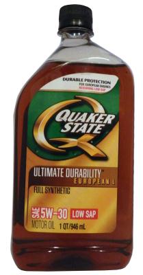 Купить запчасть QUAKER STATE - 073102048782 Моторное масло QUAKER STATE Ultimate Durability European L SAE 5W-30 (0,946л)*