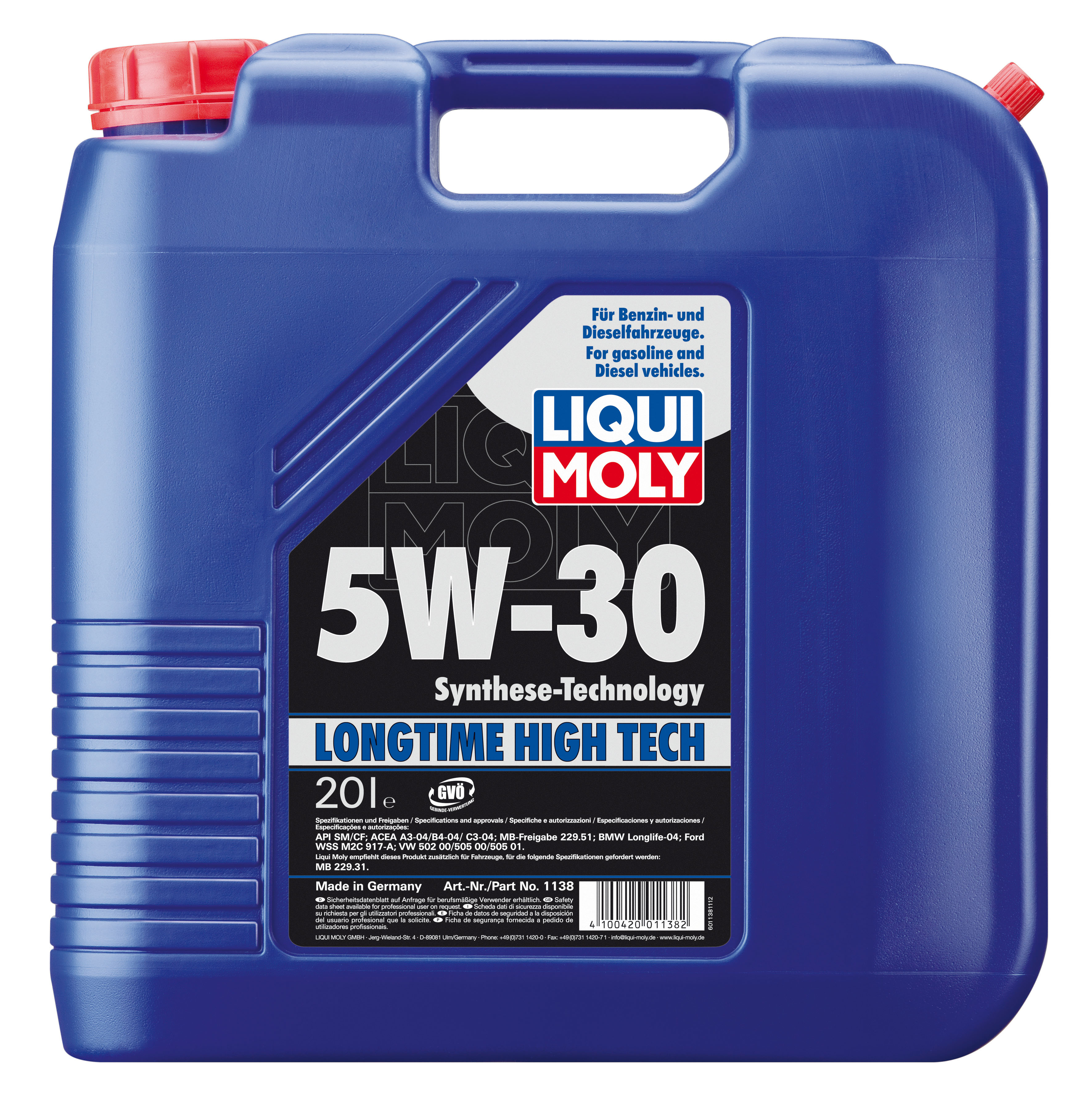 Купить запчасть LIQUI MOLY - 1138 Моторное масло Liqui moly Longtime High Tech 5w-30 20л