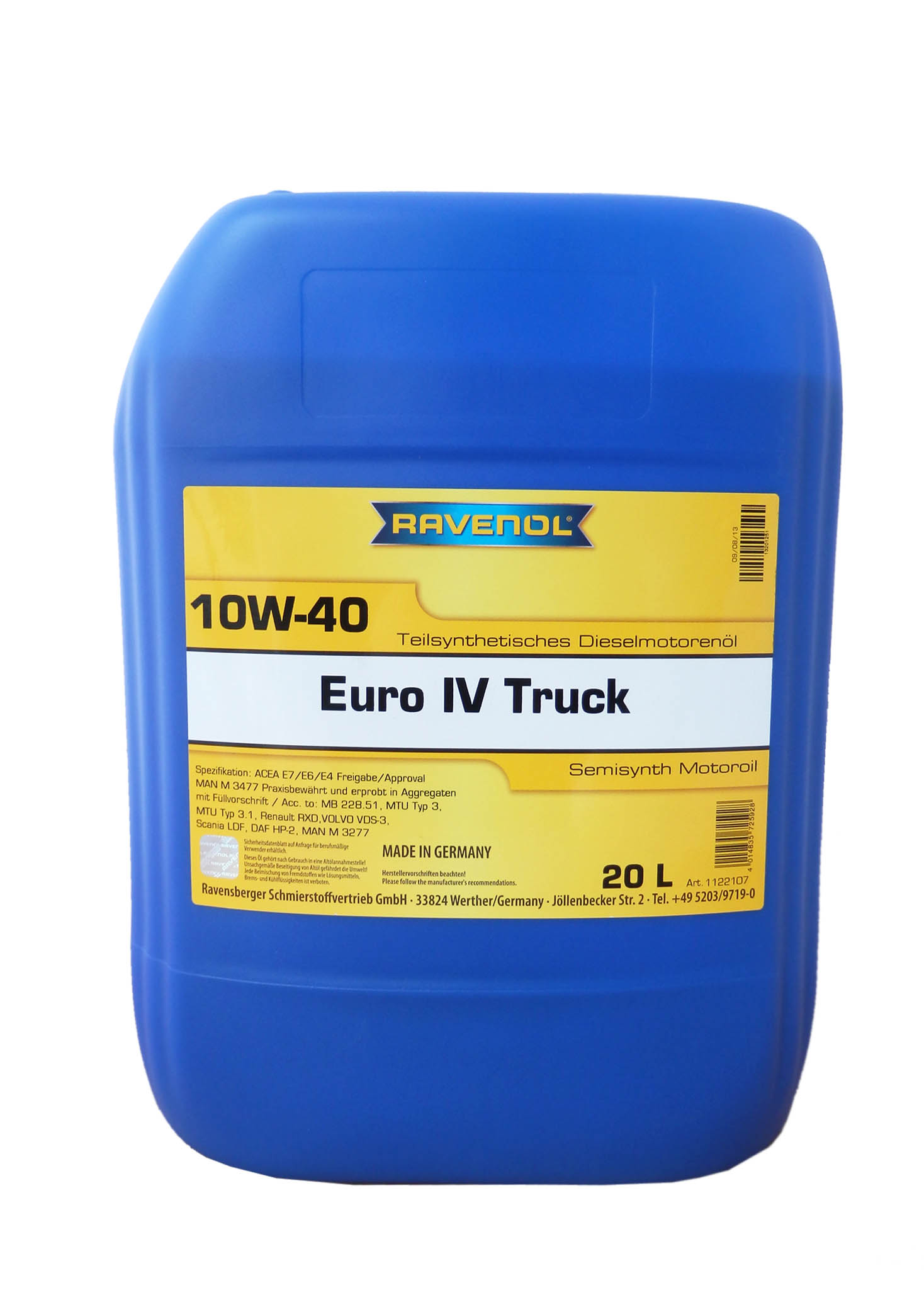 Купить запчасть RAVENOL - 4014835725928 Моторное масло Ravenol EURO IV Truck SAE 10W-40 20л