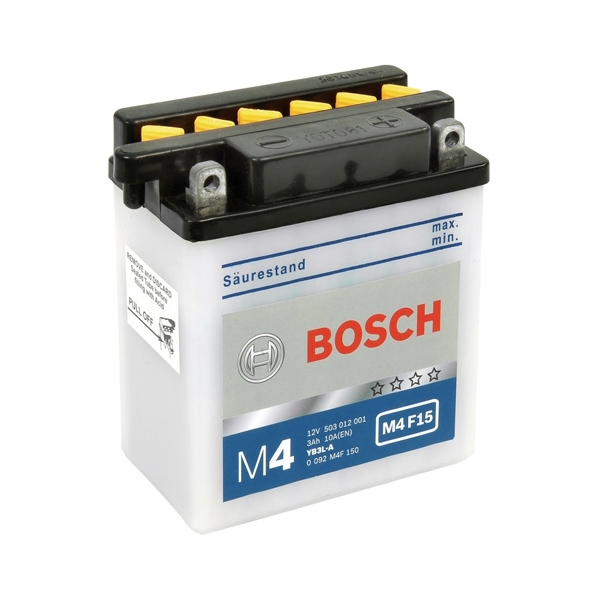 Купить запчасть BOSCH - 0092M4F150 Мото аккумулятор BOSCH FRESH PACK M4F15 12V 3AH 30A обр.пол. Y6 (YB3L-A), 100x58x112