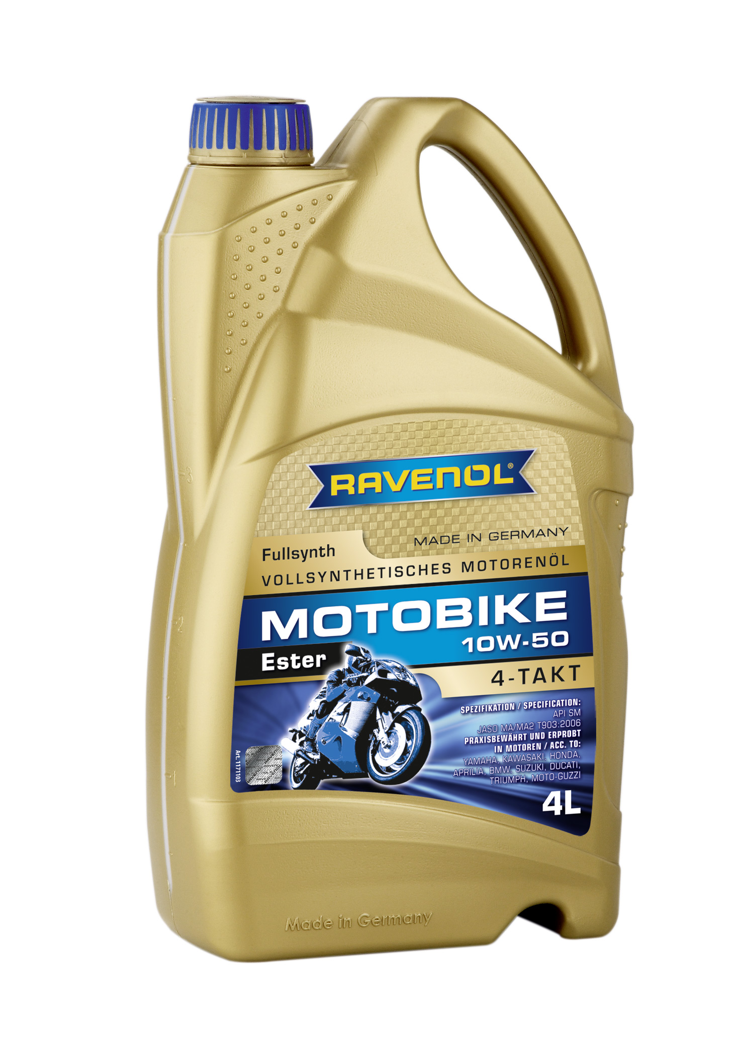 Купить запчасть RAVENOL - 4014835730892 Моторное масло Ravenol Motobike 4-T Ester 10W-50 4л