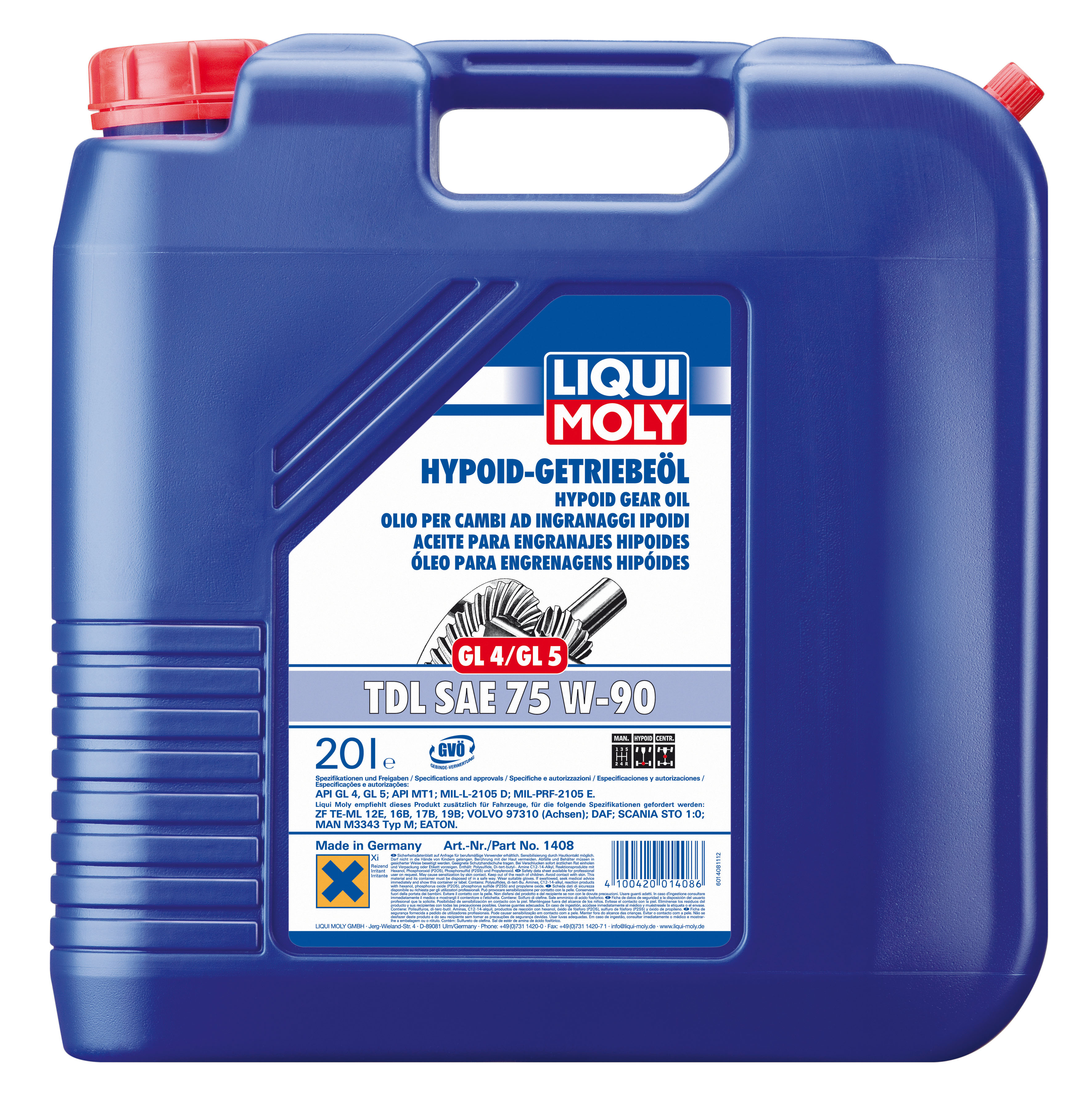 Купить запчасть LIQUI MOLY - 1408 Трансмиссионное масло Hypoid-Getriebeoil TDL SAE 75W-90