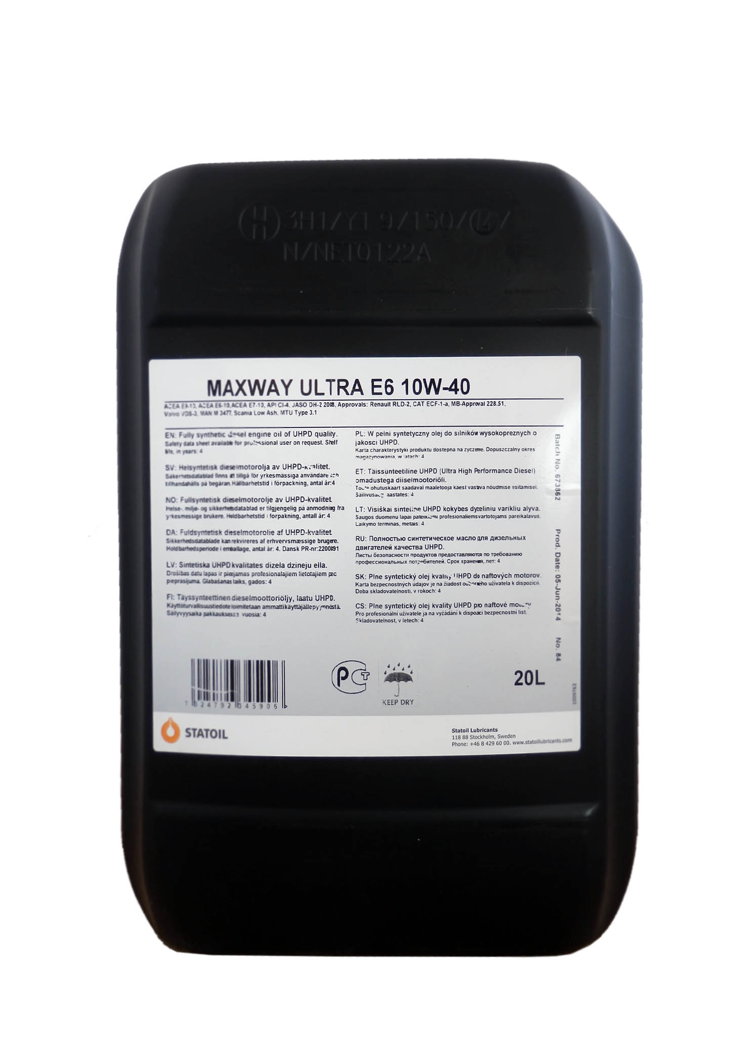 Купить запчасть STATOIL - 1001037 MaxWay Ultra E6 SAE 10W-40 (20л)