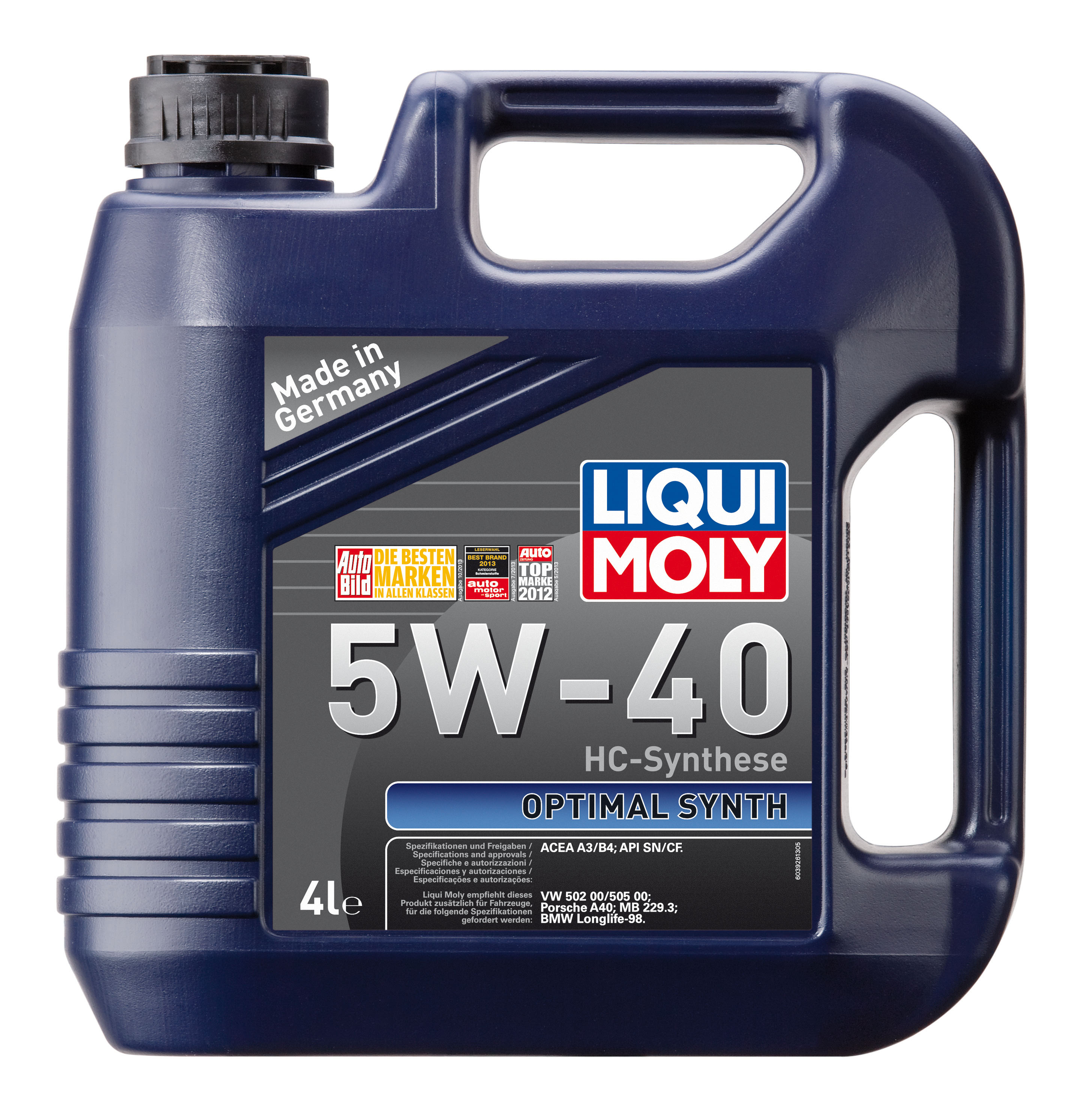 Купить запчасть LIQUI MOLY - 3926 Масло моторное OPTIMAL SYNTH (5W-40) 4л LIQUI MOLY