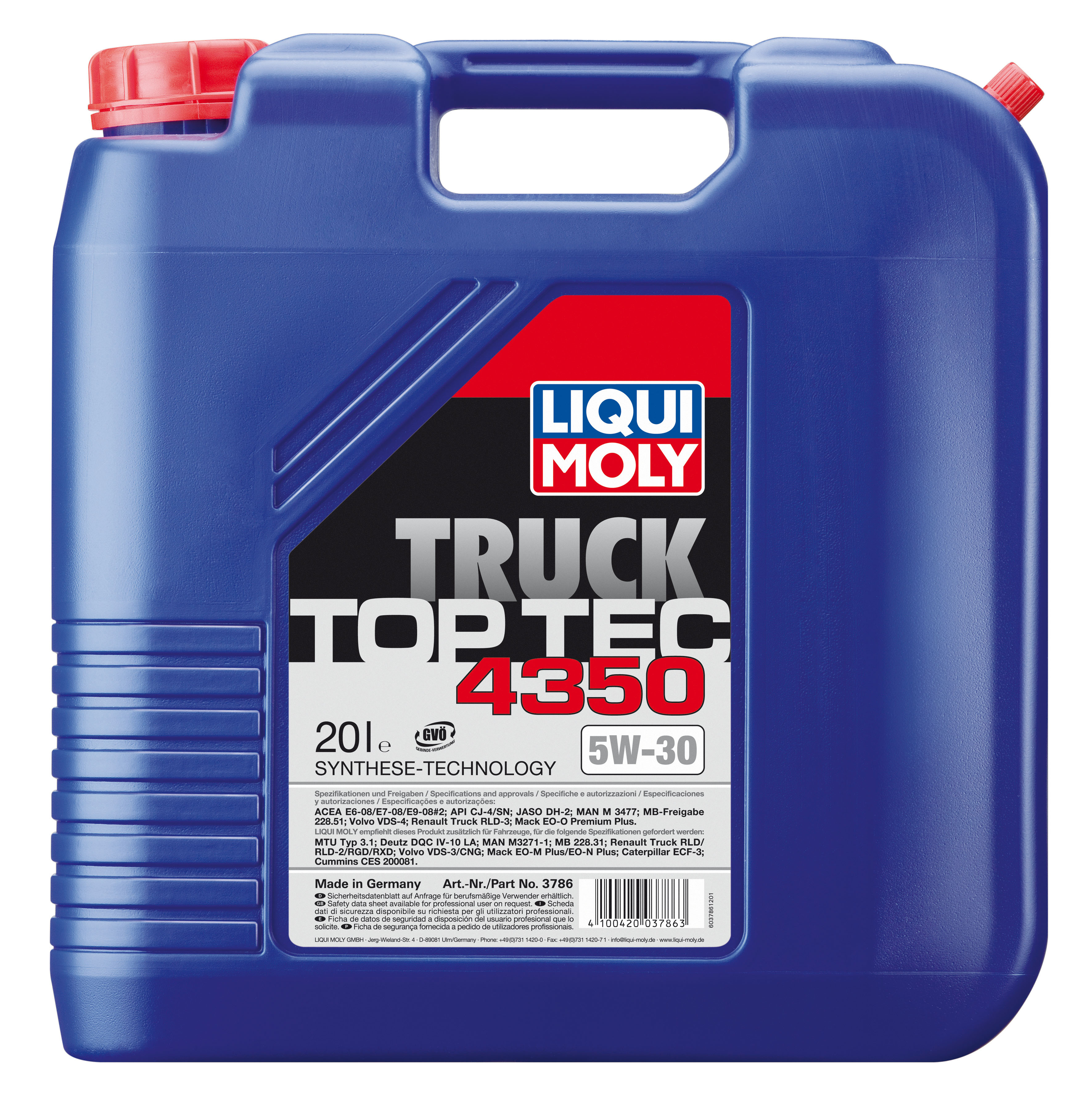 Купить запчасть LIQUI MOLY - 3786 Моторное масло Liqui moly Top Tec Truck 4350 5W-30 20л