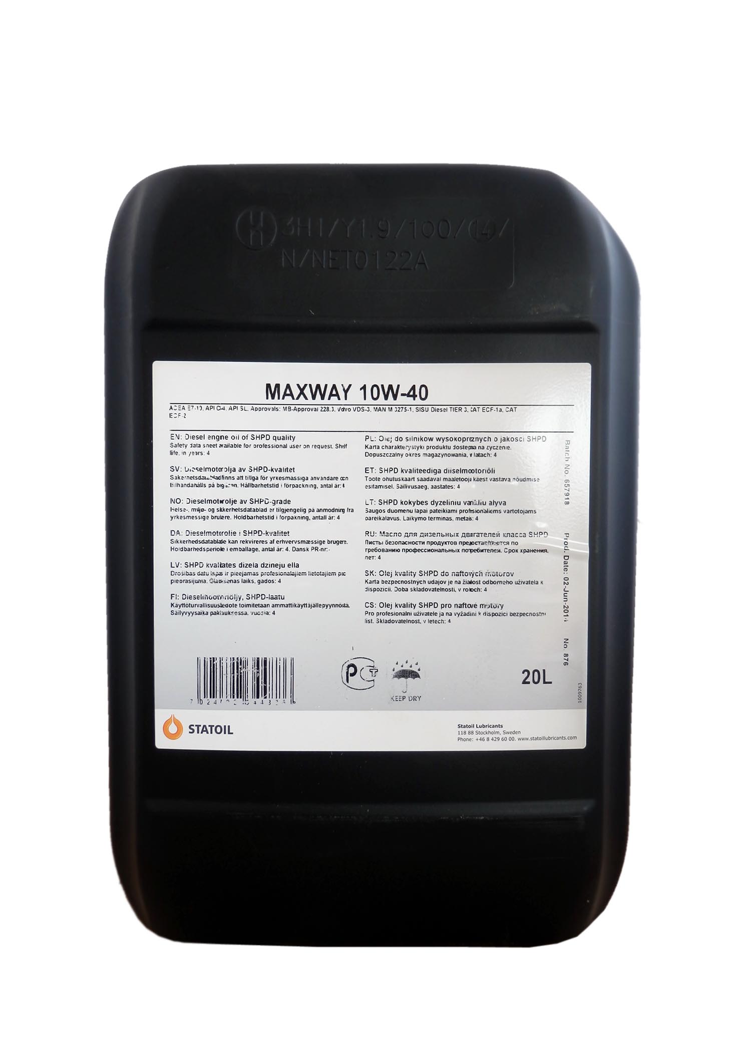 Купить запчасть STATOIL - 1001008 MaxWay SAE 10W-40 (20л)