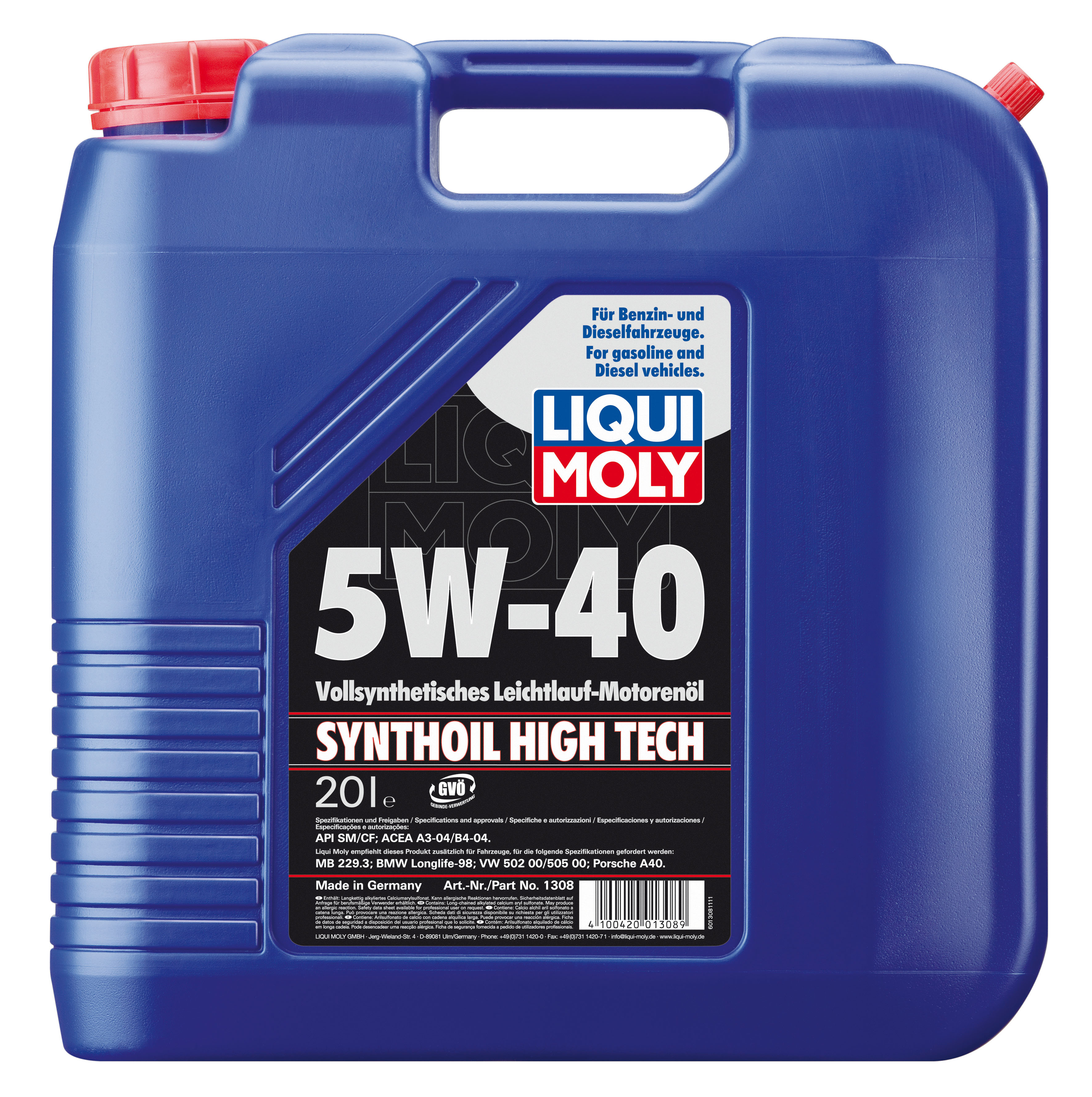 Купить запчасть LIQUI MOLY - 1308 Моторное масло Liqui moly Synthoil High Tech 5W-40 20л