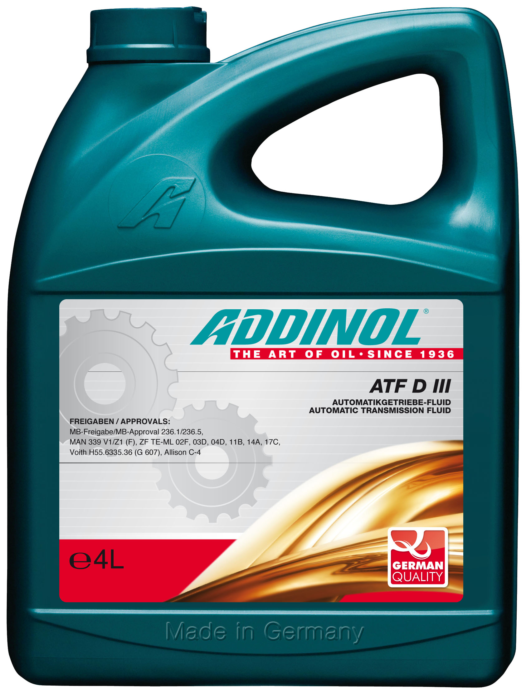 Купить запчасть ADDINOL - 4014766250261 Трансмиссионное масло ATF D III (4л)