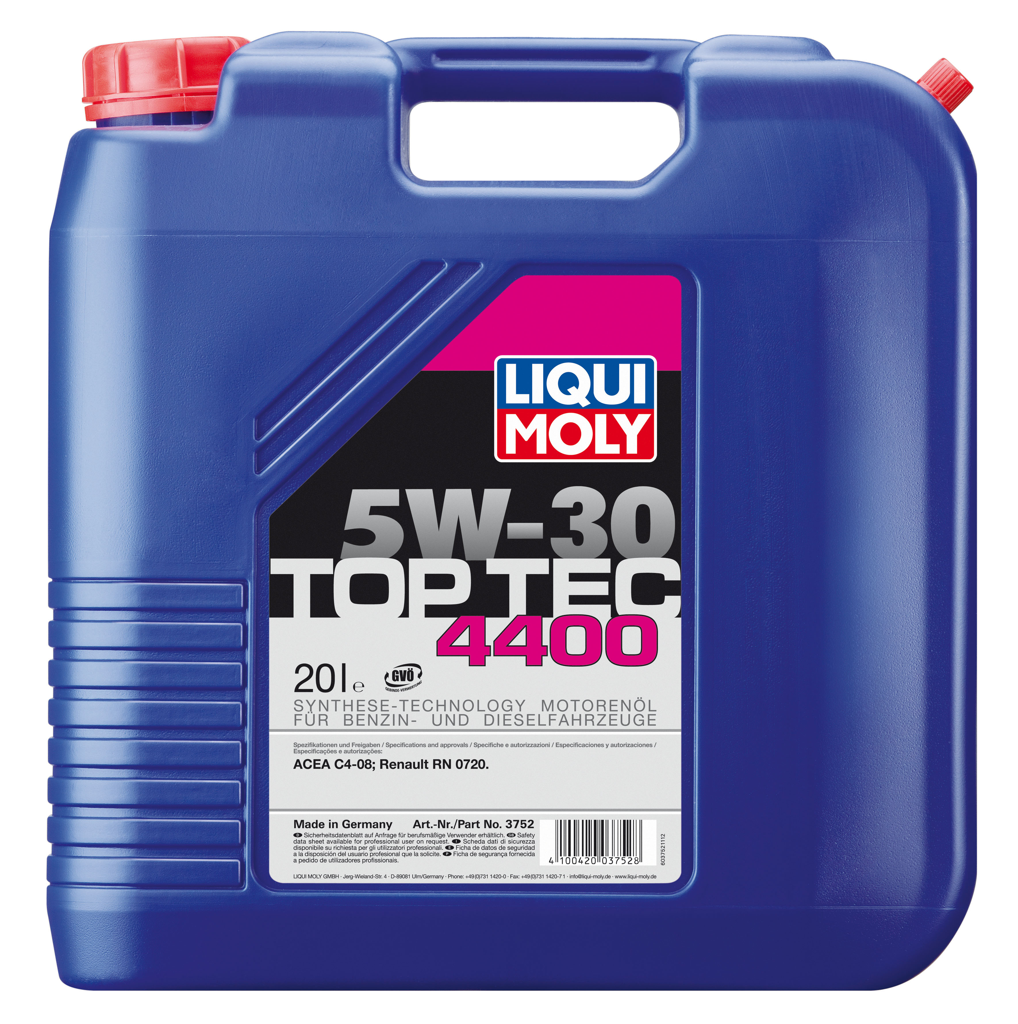 Купить запчасть LIQUI MOLY - 3752 Масло моторное Liqui moly Top Tec 4400 5W-30 20л