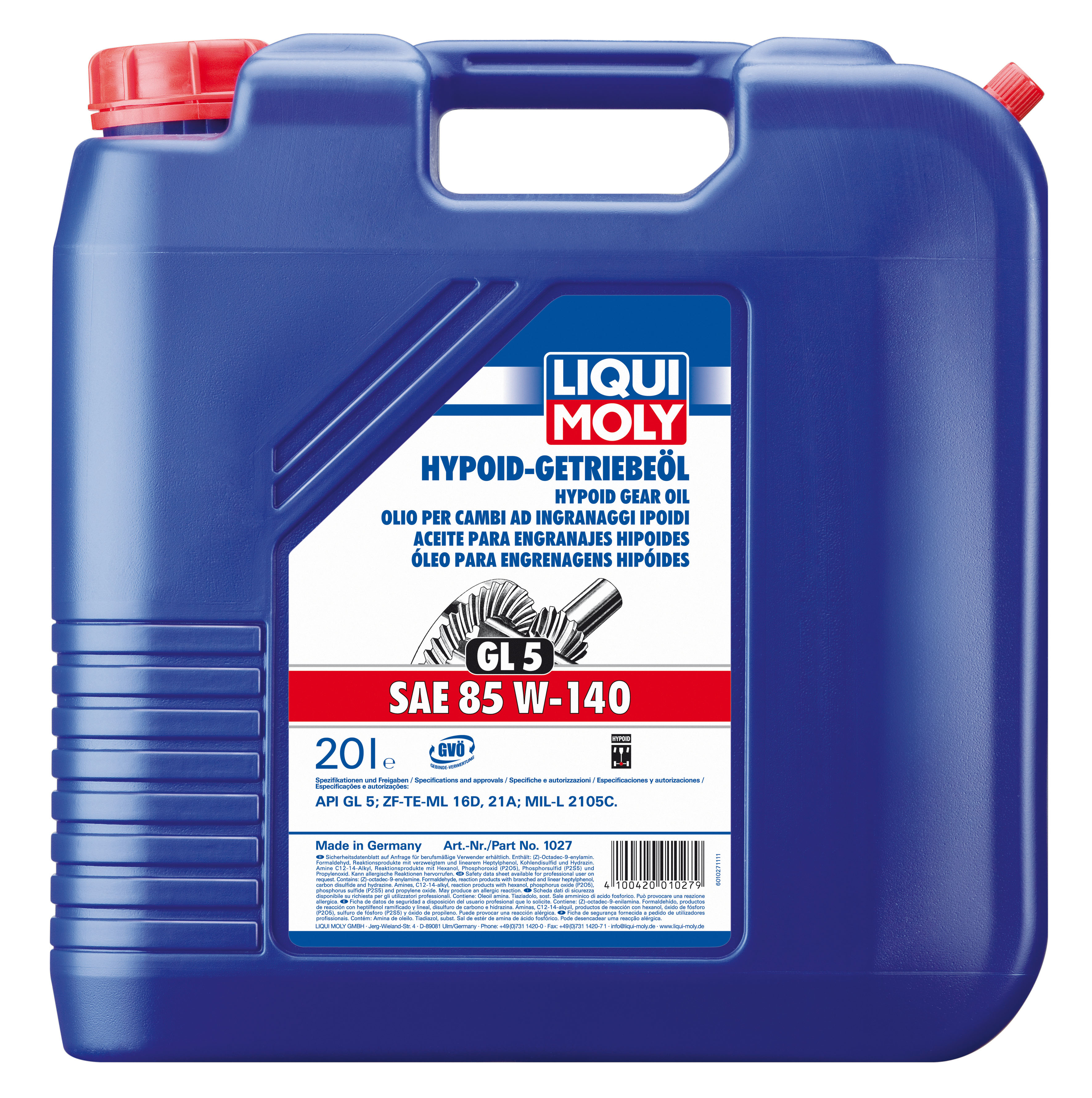 Купить запчасть LIQUI MOLY - 1027 Трансмиссионное масло Hypoid-Getriebeoil SAE 85W-140