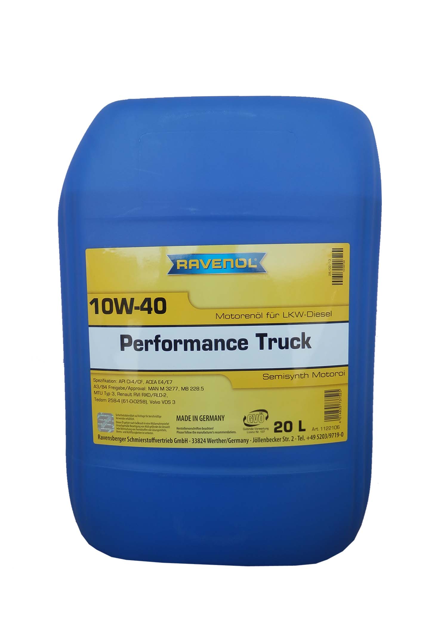 Купить запчасть RAVENOL - 4014835737525 Моторное масло Ravenol Performance Truck 10W-40 20л