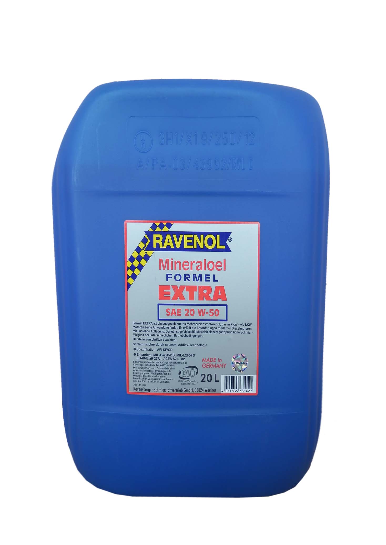 Купить запчасть RAVENOL - 4014835631427 Моторное масло Ravenol Formel Extra SAE 20W-50 20л