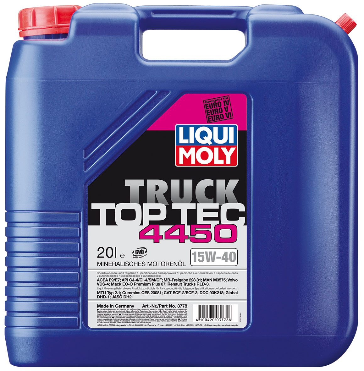 Купить запчасть LIQUI MOLY - 3778 Масло моторное Liqui moly Top Tec Truck 4450 15W-40 20л